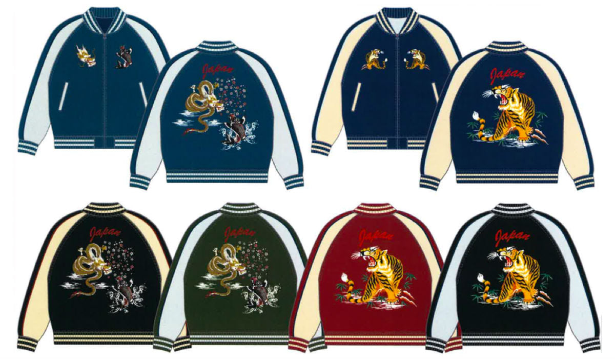 Sukajan Jackets,Satin Bomber Jackets,Souvenir jacket,Yokosuka jacket,Japan,Japanese,dragon,tiger,carp,mt. fuji,discount,half price