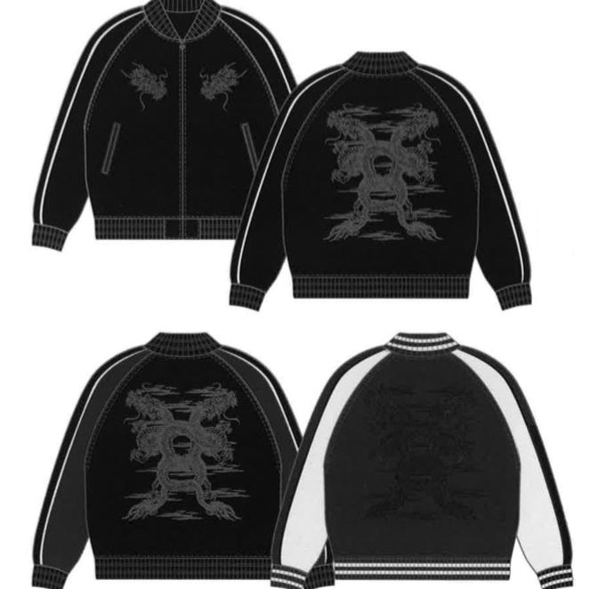 Sukajan, jacket,satin,Twin Dragons,black,silver,yokosuka jumper,sukajan jacket,bomber jacket,souvenir jacket