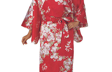Women's Yukata, Japanese robe, Sakura, cherry blossoms, Red