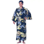 Men's Kimono, black Kimono, red, navy, Dragon & Eagle design, Japanese robe