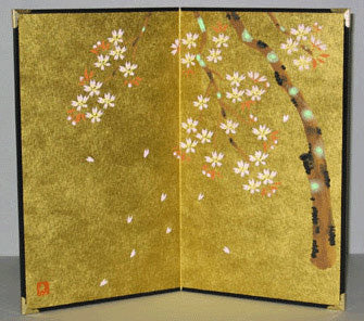 2-panel Screen, byobu, Japanese screen, sakura