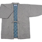 Men's Hanten, Padded Jacket, Japanese jacket,Hickory Stripe,Gray,Grey,XL,extra large
