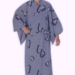Men's Yukata, black yukata, Shogi design, Japanese robe