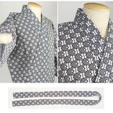 Men's Yukata, blue yukata, ryokan design, Japanese robe,cotton robe
