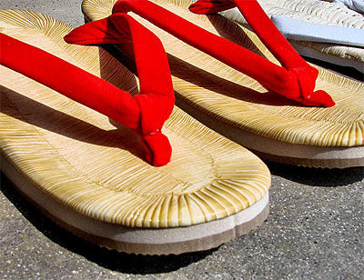 Textured Vinyl Sandals, Zori - Red