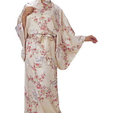 Women's Yukata, Plum Blossom, Crane, pink, Japanese robe